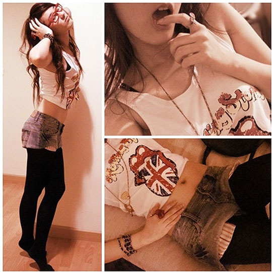 Crazy Night!!!!  - Shorts, American Eagle, Black & Gold Necklace, Weeken, Red Heart, Weeken, White Shirt, Weeken, Little B, Thailand