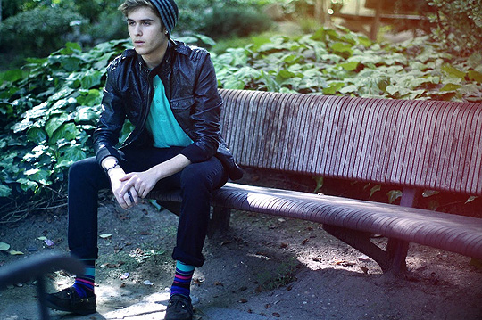 I wonder as i wonder  - Beanie leather jacket, H&M, Knit socks, H&M, Shoes, Weeken, Adam Gallagher, Canada