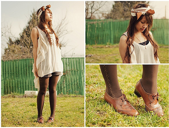 Petite fille perdue dans son jardin, part 1.  - Vintage shoes, Weeken,  top, H&M, Flying top, H&M, Helene Trinh, France