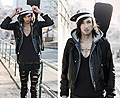 The City's Calling. , Diy ripped jeans, Weeken, Leather circle stud bracelet, Weeken, Favorite denim hooded vest, H&M, Leather jacket, Weeken, Dark navy v-neck, American Apparel, Sister's bandana, Weeken, New york yankees cap, Weeken, Leather braided belt, Weeken, Bobby Raffin, Canada
