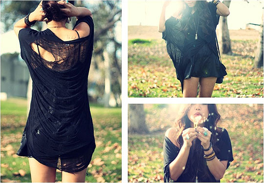 We were always meant to say goodbye  - Black shredded tee , Weeken,  dress , Forever21, Arizka Sehoko, United States