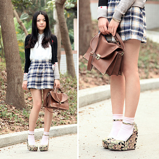 Preppy with new wedges :D , Yuki Lo, Dress, Weeken, Bag, H&M, Shoes, Weeken, Yuki Lo, Hong Kong