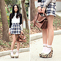 Preppy with new wedges :D  - Dress, Weeken, Bag, H&M, Shoes, Weeken, Yuki Lo, Hong Kong