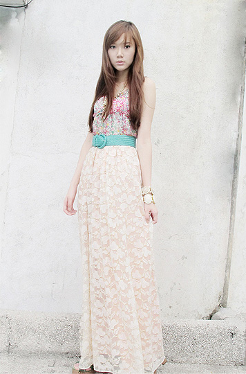 Lace is Love  - Dress worn as top, Weeken,  lace maxi skirt, Weeken,  belt, H&M, Bracelet, Forever21, Bracelet, H&M, Camille Co