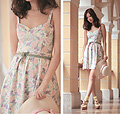 A pastel dream ,  pastel floral dress, Weeken, Pale green belt, H&M, Baby yellow socks, H&M, Bows sandals, Marni, Mayo Wo, Hong Kong
