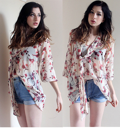 Under A Honeymoon  - Floral shirt/dress, Weeken, Vintage cut offs, Weeken, Constance Victoria, United States