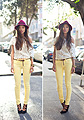 Miles of Sunshine  - Hat, Weeken, Blouses, H&M, Skinnies, J Brand , Weeken, Heels/wedges, Weeken, Aimee Song, United States