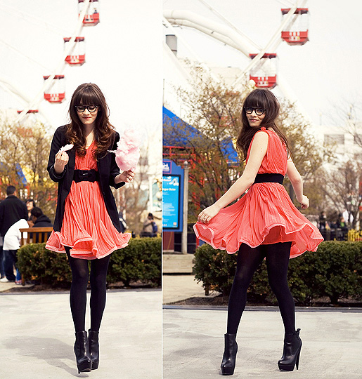 Violently Happy  - Pink dress, Weeken,  boots, ASOS,  blazer, H&M, Tights, Weeken, Rachel-Marie I