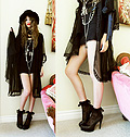 SHE IS THE NEW THING , Veiled hat,, Weeken, Nighty shawl, Weeken,  Lace socks,, Weeken, Black pumps , Weeken, Bebe Zeva, United States