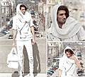 Rebir†h ,  White Spring Jacket, Weeken, Ripped White Jeans, Weeken, Crochet detailed dress shirt, Weeken, White scarf , Weeken, White duffle bag, H&M, White dress shoes, Weeken, Bobby Raffin, Canada