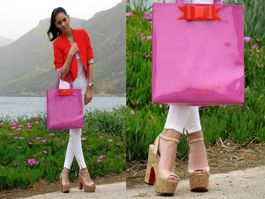 My dear Ted let's go for a walk!  - Vinyl bag, Weeken, Orange blazer, Zara, Konstantina Tzagaraki, Australia