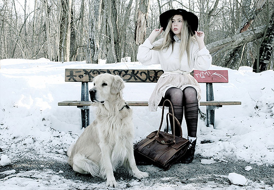 Park Bench Theories, Amanda Brohman, Striped stockings, Weeken, Knitted Sweater with shirt collar, Weeken, Floppy Hat, Weeken, Amanda Brohman, Sweden