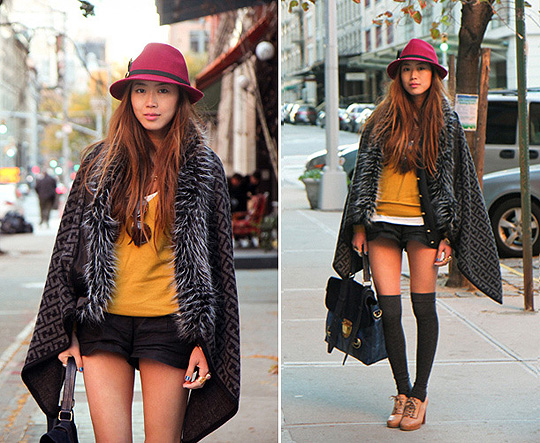 Braving the Cold in the Streets of New York., Aimee Song, Cape, Fendi, Lace Up Oxford Heels, Chloe, Bag, Weeken, Aimee Song, United States