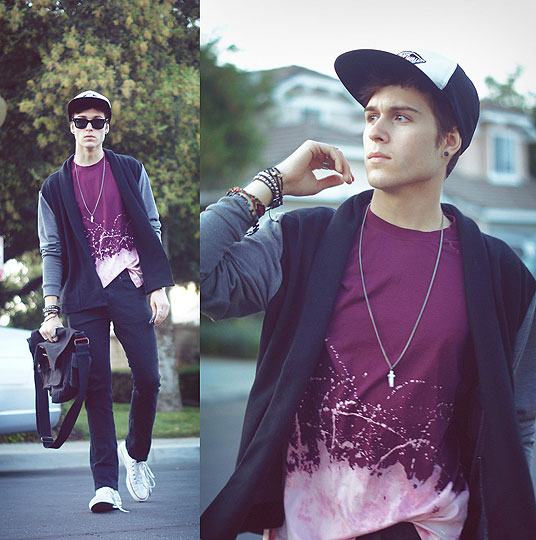 Infatuation - Cardigan, Weeken, Splattered shirt, Weeken, Necklace, Weeken, Adam Gallagher, Canada