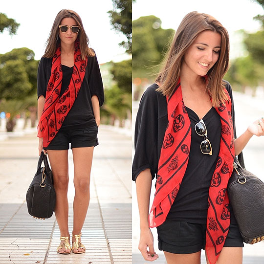 Day in Gran Canaria, Alexandra Per, Foulard, Weeken, Bag, Alexander Wang, Top, Weeken, Shorts, Weeken, Sandals, Weeken, Alexandra Per, Spain