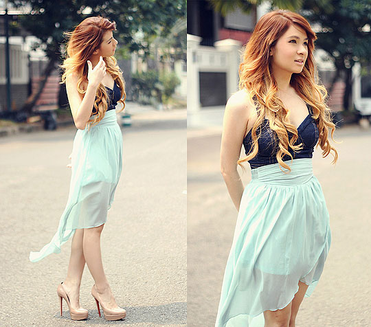 Mint - Vondra bralet, Weeken, Asymmetric waterfall skirt, Weeken, Bianca pumps, Weeken, Anastasia Siantar