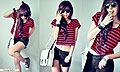 ! Red Summer Cat !, White satchel, Weeken, Stripes shirt, New Look, Shades, Weeken, Spikes bracelet, Weeken, Cross ring, Forever21, Studded sneakers, Weeken, Ripped denim, Weeken, Cindy Ashes, Singapore