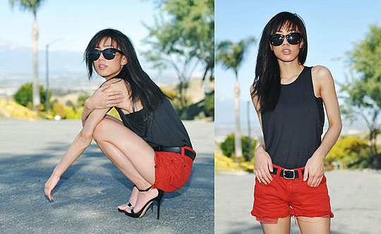 Strawberry stained, Jenny Ong, Redd Fox boyfriend shorts, Weeken, Tank dress, Zara, Jenny Ong, 