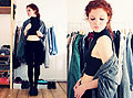 Shell of light - Scarf as jacket, American Apparel, Top, Weeken, Velvet leggins, Weeken, Wedges, Weeken, Lina S, Germany