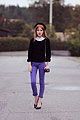 PURPLE NIGHT - Purple jeans, Cheap Monday, Hat, Weeken, Shirt, Weeken, Sweater, Weeken, Mini-bag, Weeken, Linnea Jacobson, Korea