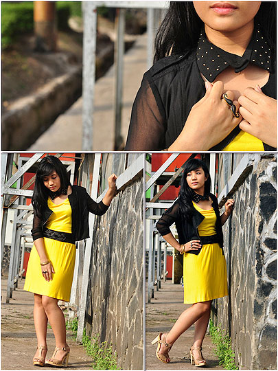 Blink Collar - Blink Collar, Weeken, Black Jacket, Weeken, Yellow Dress, Zara, Mila Anisa