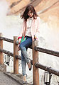 Hell valley of noboribetsu, Pink blazer, Weeken, Lace shirt, Weeken, Turquoise straw bag, Weeken, Dip dye jeans, Weeken, Mayo Wo, Hong Kong