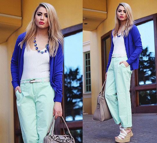 Cool as a Jewel, Bebe Zeva, Broken-In Straight Khakis, Gap, Luxlight Crew Cardigan, Gap, Bebe Zeva, 