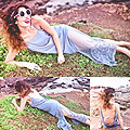 B e a c h s i d e b l u e s, Ice blue drop back maxi, Weeken, Round pearl drop sunnies, Weeken, Elle-May Leckenby, United States