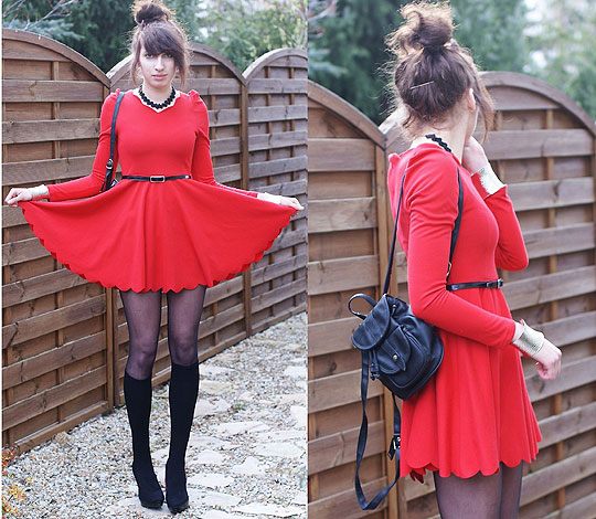 Red dress again, Joanna SERWUS, Dress, Weeken, Legwear, Weeken, Heels-wedges, Weeken, Joanna SERWUS, 