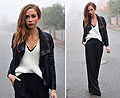 Foggy afternoon, Knitted sweater, Zara, Glittering bustier, Weeken, Jacket, Weeken, Wide pants, Weeken, Lisa Olsson, Sweden