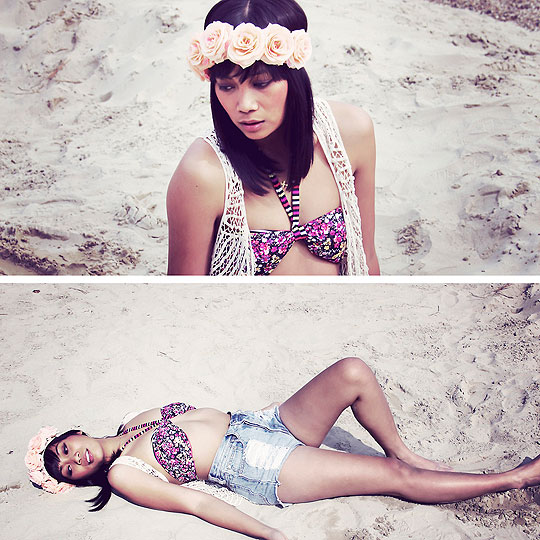 TAKE ME TO HAWAII. - Bikini top, Weeken, Shorts, Weeken, Floral headband, H&M, Swm, Weeken, Anjelica Lorenz, Germany