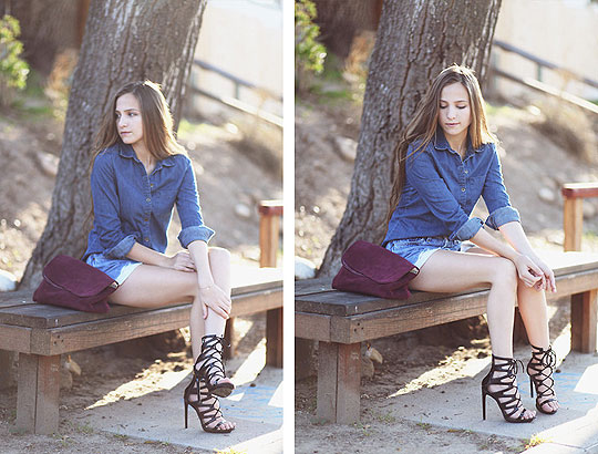 It Might As Well Be Spring - Denim shirt, Weeken, Shorts, Weeken, Heels-wedges, Weeken, Bethany Struble, United States