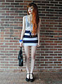 BonVonDon, White Net top, Monki, Sailor skirt, Weeken, PU shoes, Weeken, Cosette Munch, Sweden