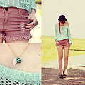 Mint Ice Cream please !! ( + Giveaway ), Mint sweater, Weeken, Used shorts, Weeken, Point-river shoes, Weeken, Chloe D, France