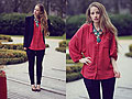 I'm so surprised you wanna dance with me now..., Green statement necklace, Zara, Blouse, Weeken, Pants, Zara, Red Shoes, Weeken, Blazer/Jacket, Zara, Faustine Lara, Germany