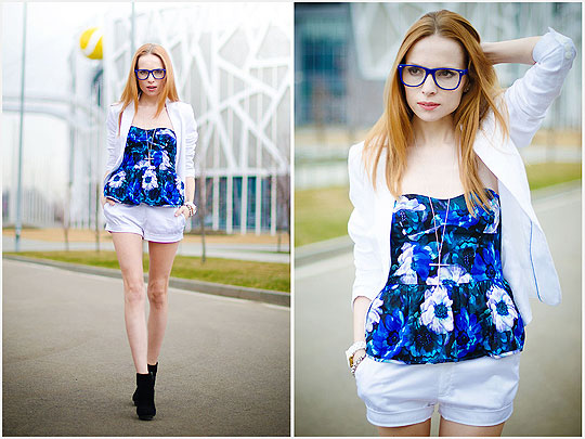 Blue top - Top, Weeken, Blazers, H&M, Shorts, Weeken, Tini Tani, Russian Federation