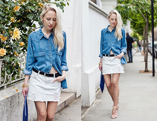 Double denim, Alice Mary, Zara shirt, Zara, New Look denim skirt, New Look, Givenchy bag, Givenchy, Zara heels, Zara, Nixon watch, Weeken, Alice Mary, 