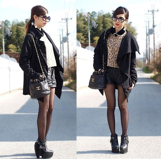 Leo×black - Bag, Chanel, Leo print knit, Weeken, Heels-wedges, Weeken, Asami Takata, Japan