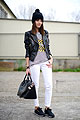 Black & white monday - Leather jacket, Mango, T-shirt, Weeken, Bag, Givenchy, Sneakers, Reebok, Beanie, H&M, Jeans, Weeken, Alexandra Per, Spain