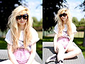 SUNGLASSES + STRIPY SHORTS - Tshirt, Weeken, Shorts, Topshop, Sunglasses, Weeken, Kayla Hadlington, United Kingdom