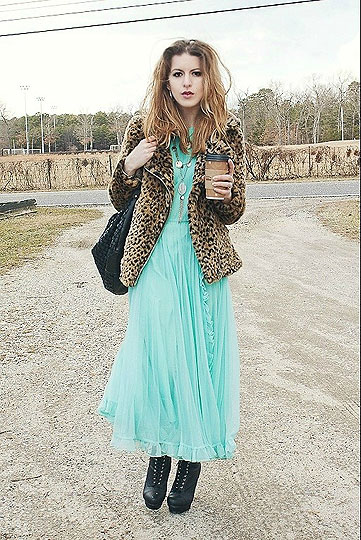 Outfit 167, Lauren Schoonover, Faux fur leopard print jacket, Weeken, Dresses, Weeken, High heel lace up booties, Weeken, Woven faux leather hobo bag, Weeken, Lauren Schoonover, 