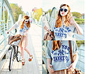 Biking is the new driving - Yankees Shirt, Weeken, Pleated skirt, Monki, Clogs, Weeken, Sunglasses, H&M, Amanda Brohman, Sweden