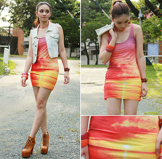 Rosy Sunset - Sunset dress, Weeken, Boots, Weeken, Neon choker, Weeken, Aileen Belmonte, Malaysia