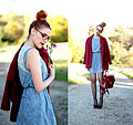 Redwine, Oversize Coat, Weeken, Red bag, Weeken, Blue dress, Weeken, Cats wedges, Weeken, Chloe D, France