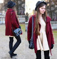 Burgundy coat - BURGUNDY COAT, Versace, BLACK SUEDE BOOTS, Weeken, POSTMAN BAG, Fion, BEIGE DRESS, Weeken, Ariadna Majewska, Poland