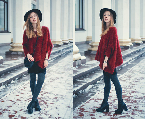 Wine sweater  - Sweater, YABO, Boots, La Mia, Anna Pogribnyak