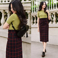 Plaid - Plaid Midi Skirt, GOCEYADI, Rosa, China