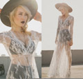 Bled White, DEEP V LACE MAXI DRESS, ASOS, WIDE BRIMMED HAT, ASOS, LAYERING BRALETTE, Weeken, TAP SHORTS, Apple, SKULLY PLATFORMS, Zara, LONG RECK AND SILVER DROP NECKLACES, AS, Brittany Bao, United States