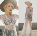 Bled White - DEEP V LACE MAXI DRESS, ASOS, WIDE BRIMMED HAT, ASOS, LAYERING BRALETTE, Weeken, TAP SHORTS, Apple, SKULLY PLATFORMS, Zara, LONG RECK AND SILVER DROP NECKLACES, AS, Brittany Bao, United States