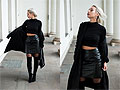 NORTH STAR, Round earrings, Weeken, Turtleneck crop top, Weeken, Coated leather skirt, Weeken, Over knee thigh boots, Weeken, Furry bag with chain, Weeken, Long winter coat, Weeken, MONIKA S, Poland